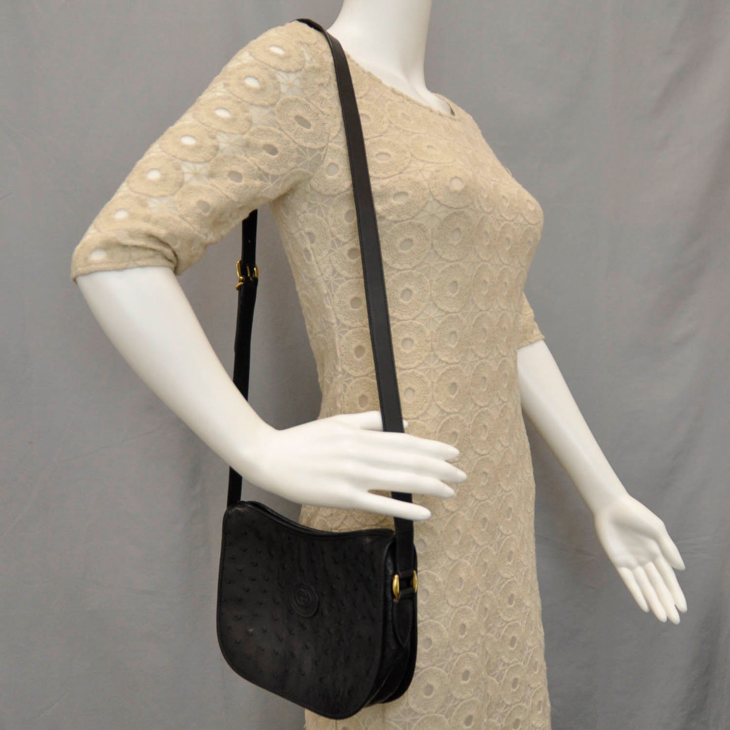 Ostrich Shoulder Bag Black
