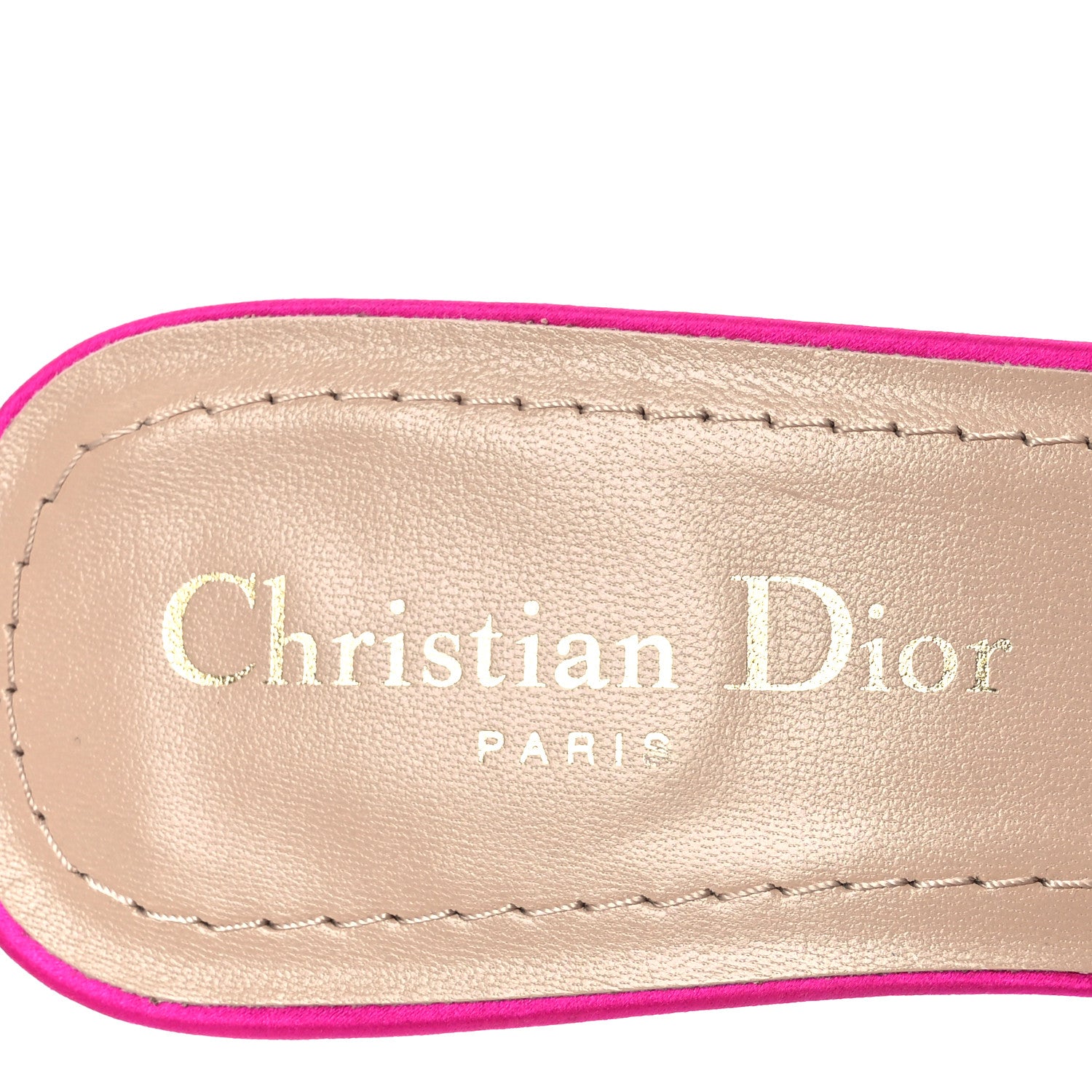 Christian Dior Satin Dioriviera Embroidered Dway 35mm Slide Sandals 37.5 Rani Pink 9 of 15