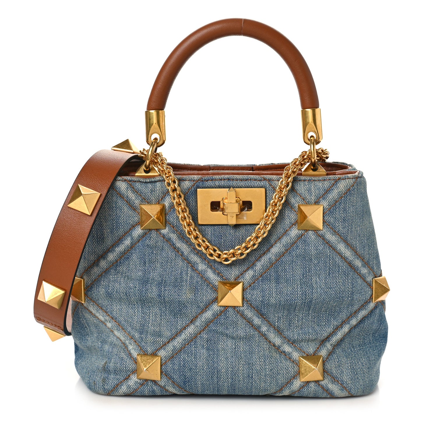 Denim Small Roman Stud The Handle Bag Light Denim Selleria