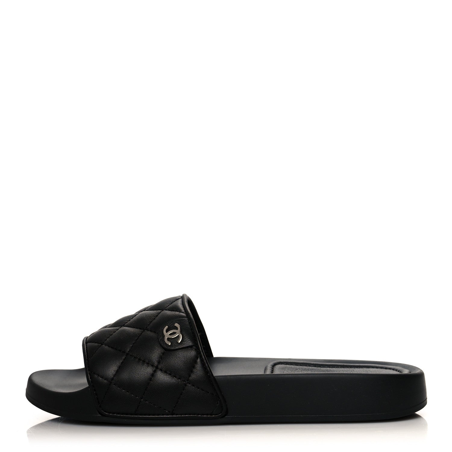 Chanel Lambskin Quilted CC Mules Sandals 37 Black 1 of 8