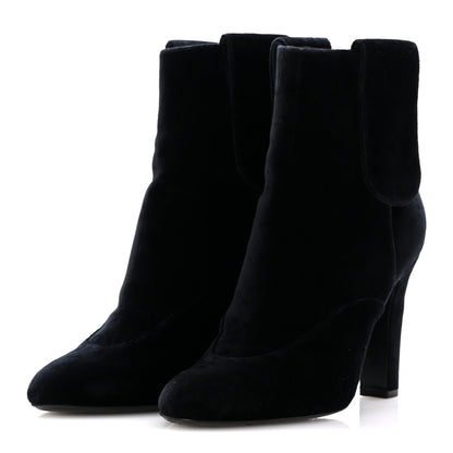 Chanel Velvet Short Boots 40.5 Black 4 of 9