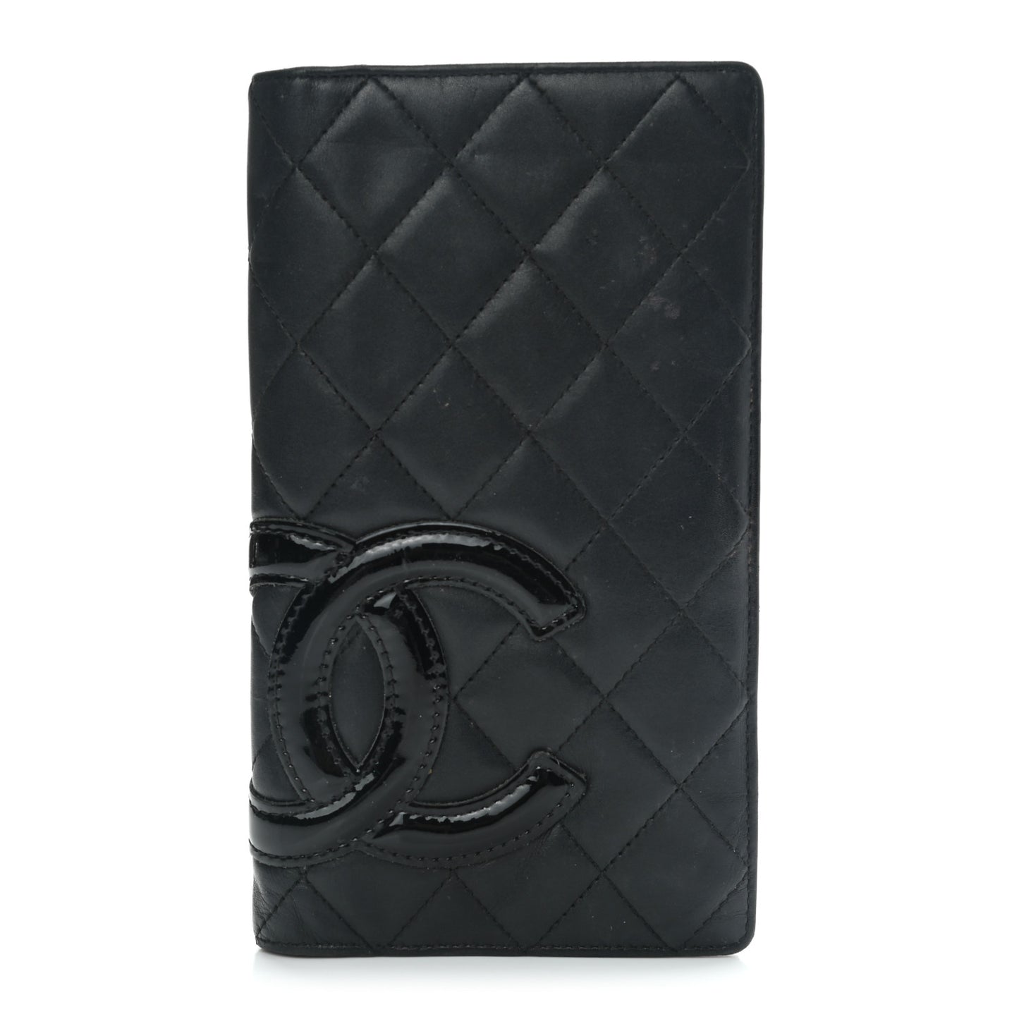 Calfskin Quilted Cambon Yen Wallet Black