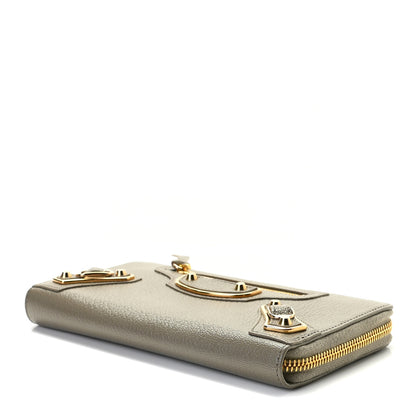Balenciaga Chevre Gold Metallic Edge Hardware Zip Around Wallet Gris Taupe 5 of 6