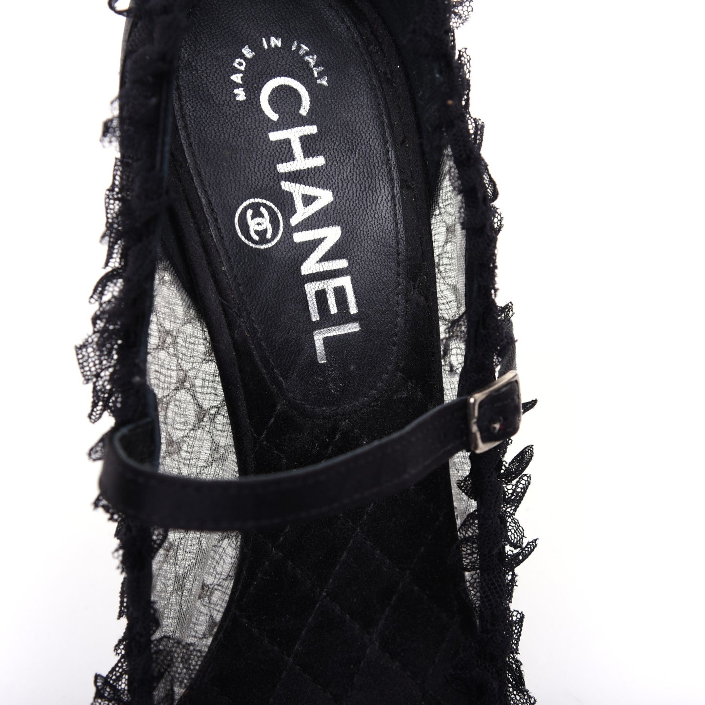 Mesh Satin CC Mary Jane Pumps 38 Black
