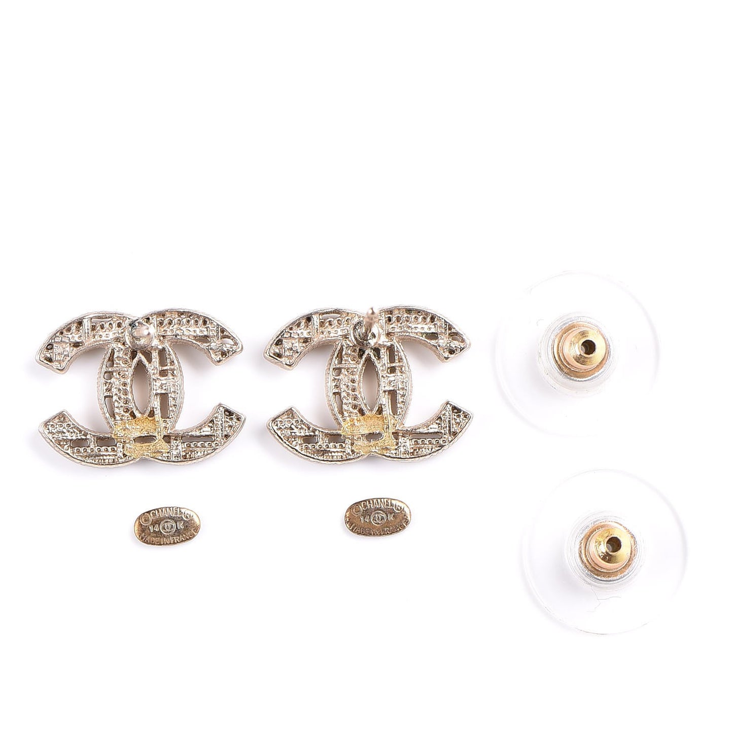 Tweed Effect CC Earrings Gold