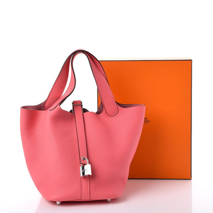 Hermes Taurillon Clemence Picotin Lock 18 PM Rose Azalee 9 of 9