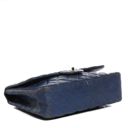 Chanel Lambskin Perforated Jumbo Single Flap Blue 4 of 8