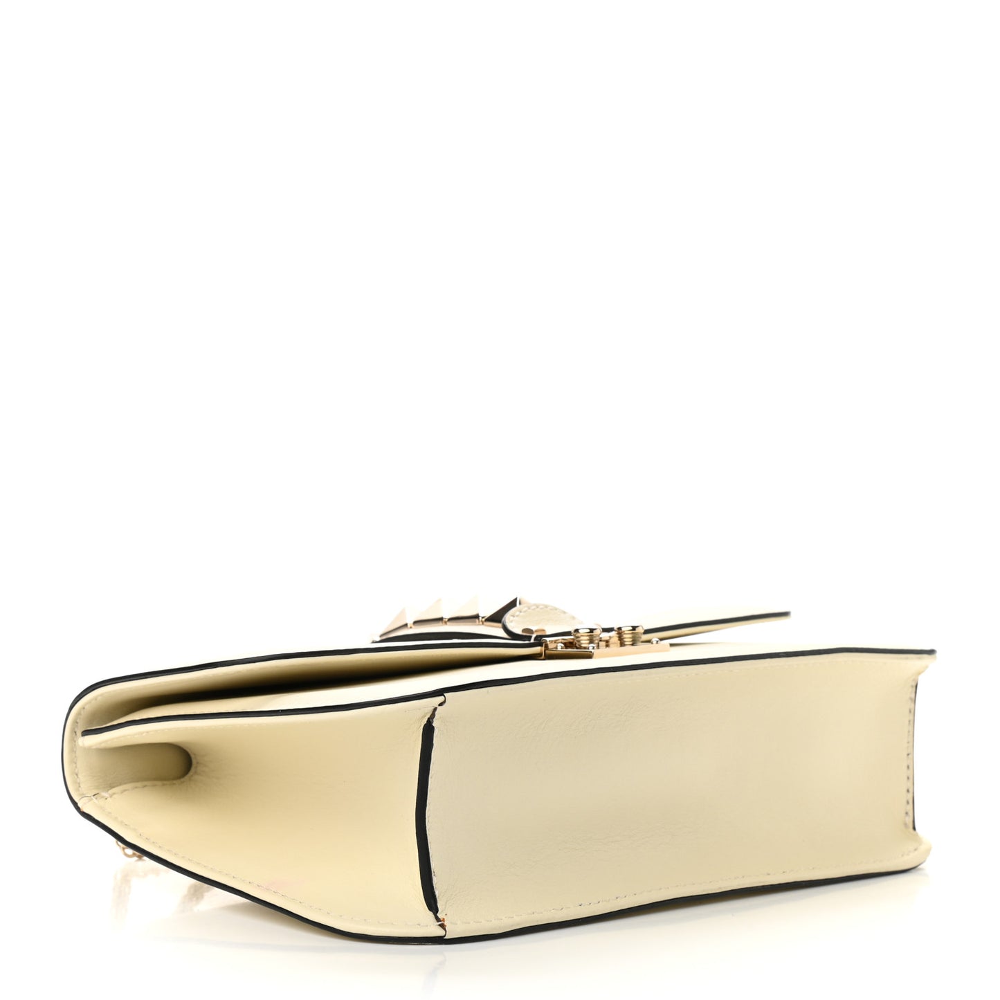 Vitello Medium Glam Lock Rockstud Flap Light Ivory