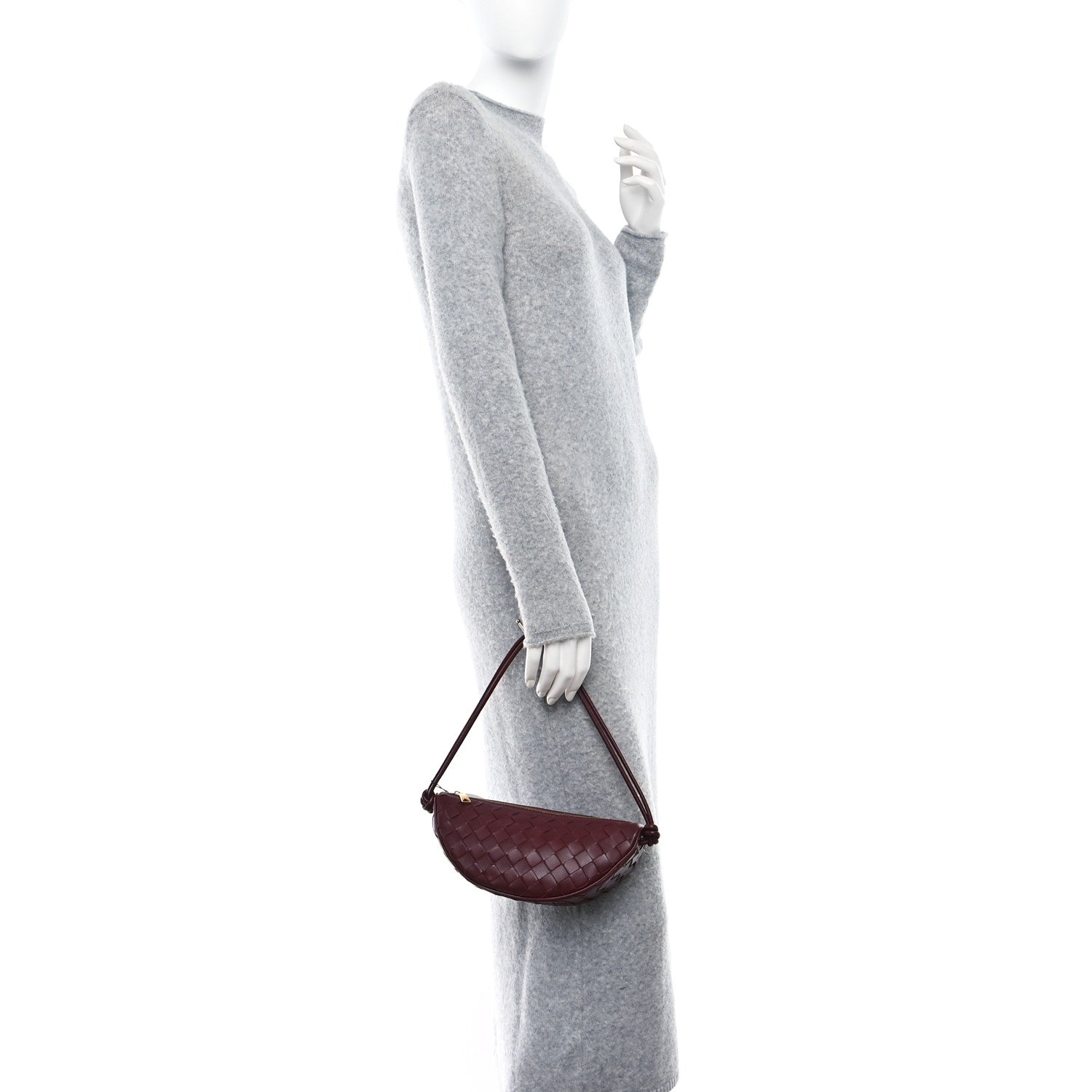 Bottega Veneta Nappa Intrecciato Half Moon Pouch On Strap Barolo 3 of 8