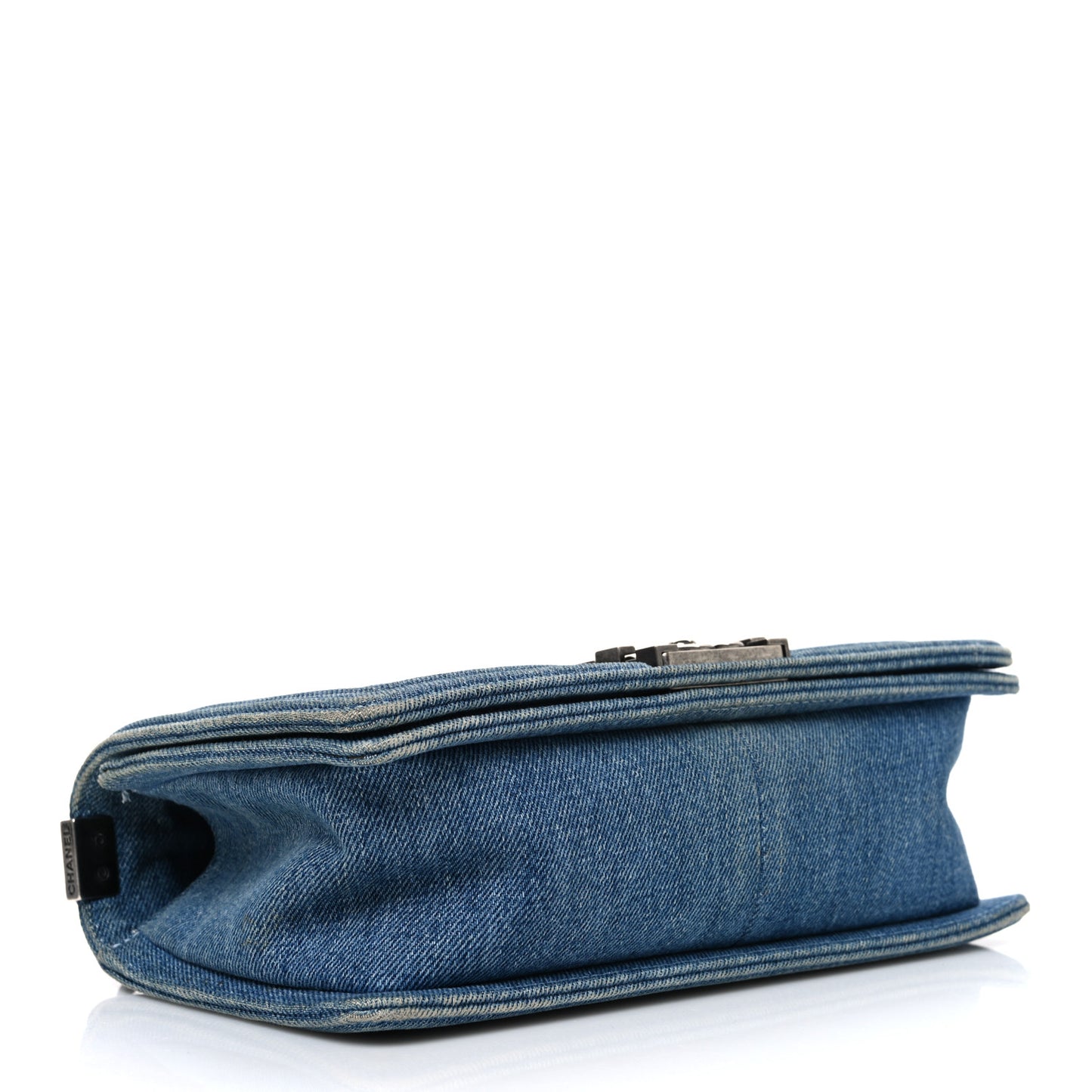 Denim Quilted Medium Boy Flap Blue