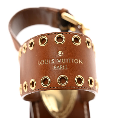 Louis Vuitton Calfskin Monogram Passenger Heeled Sandals 39 Cognac 7 of 8