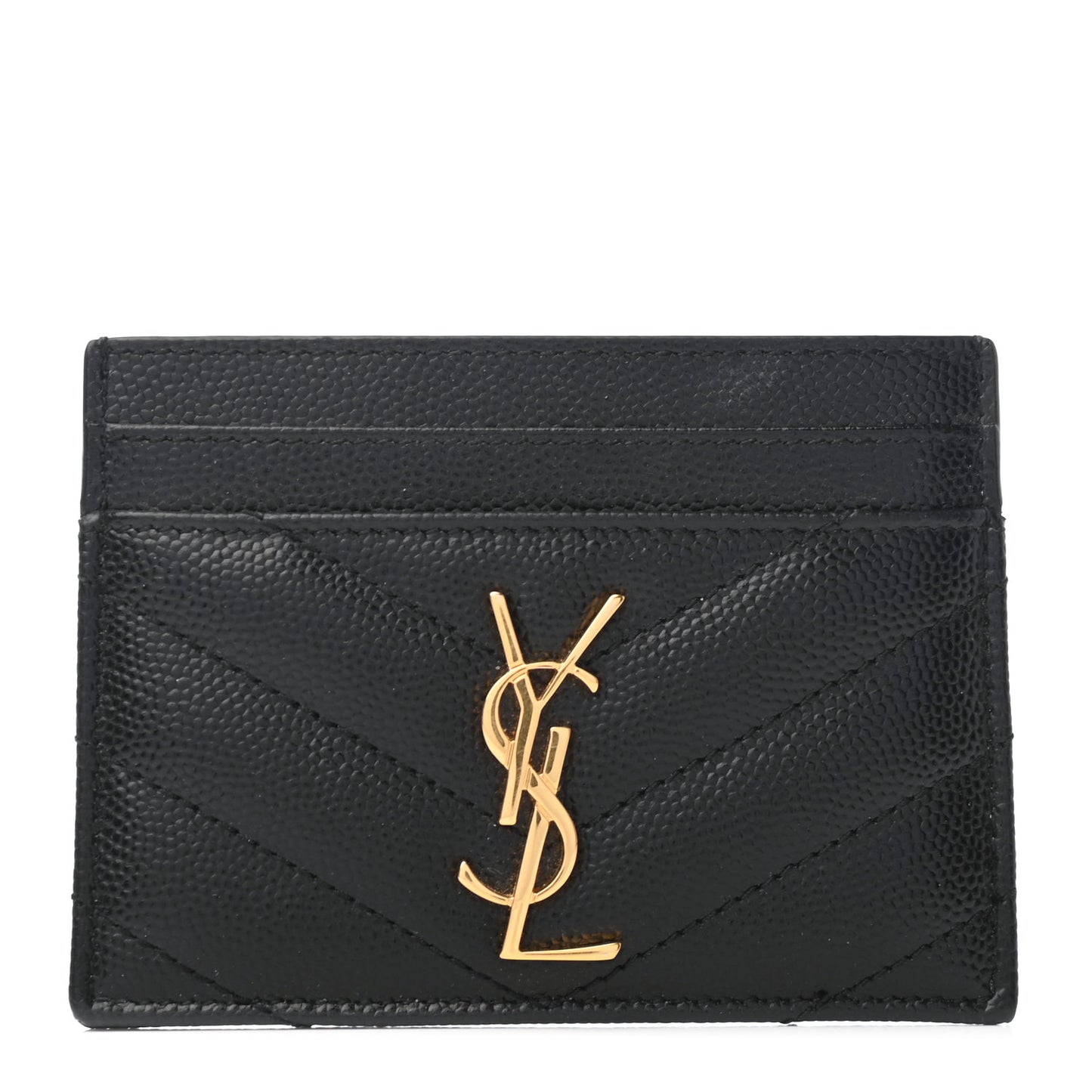 Grain De Poudre Matelasse Chevron Monogram Credit Card Case Black
