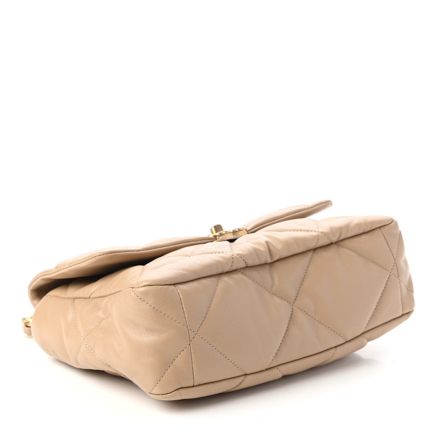 Lambskin Quilted Large Chanel 19 Flap Dark Beige
