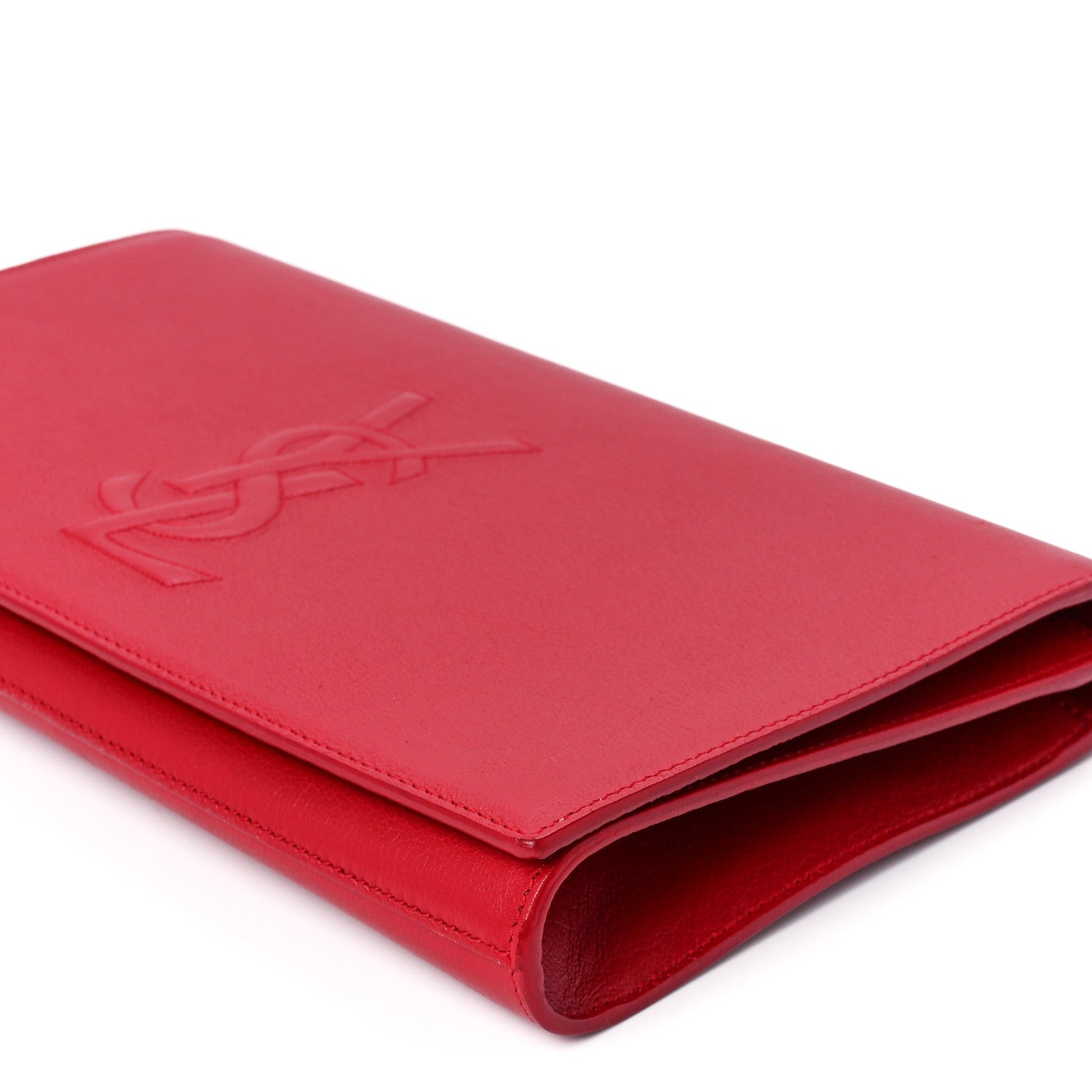 Saint Laurent Calfskin Monogram Large Belle De Jour Clutch Red 10 of 10