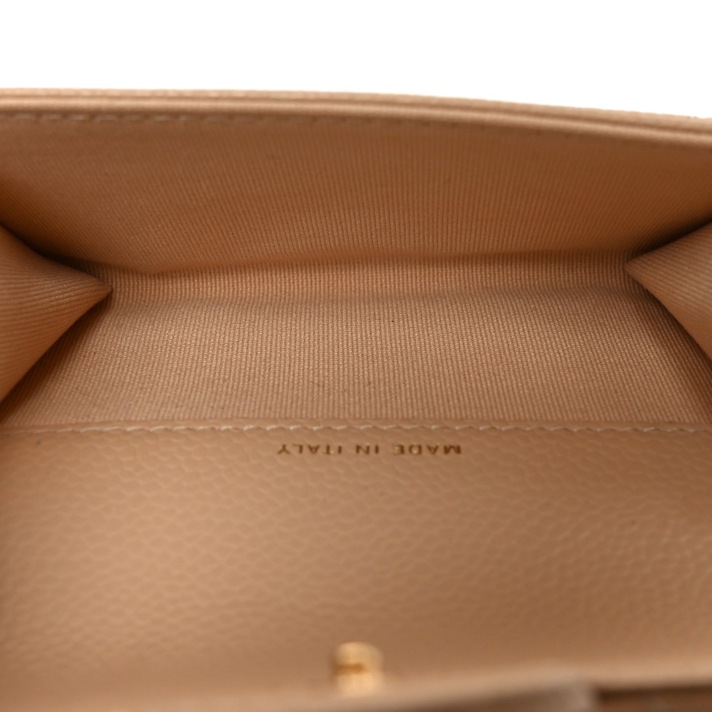Caviar Quilted Flap Card Holder Wallet Beige