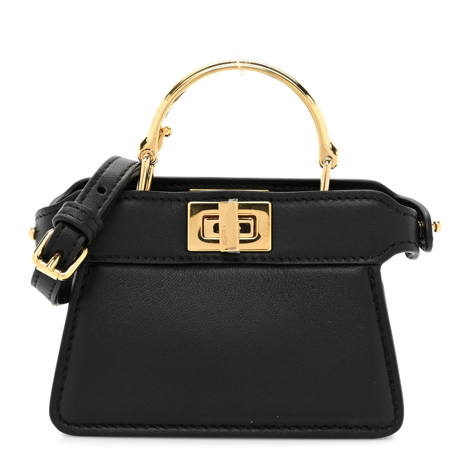 Fendi Shiny Nappa Nano Peekaboo Maxi Handle Satchel Black 1 of 12