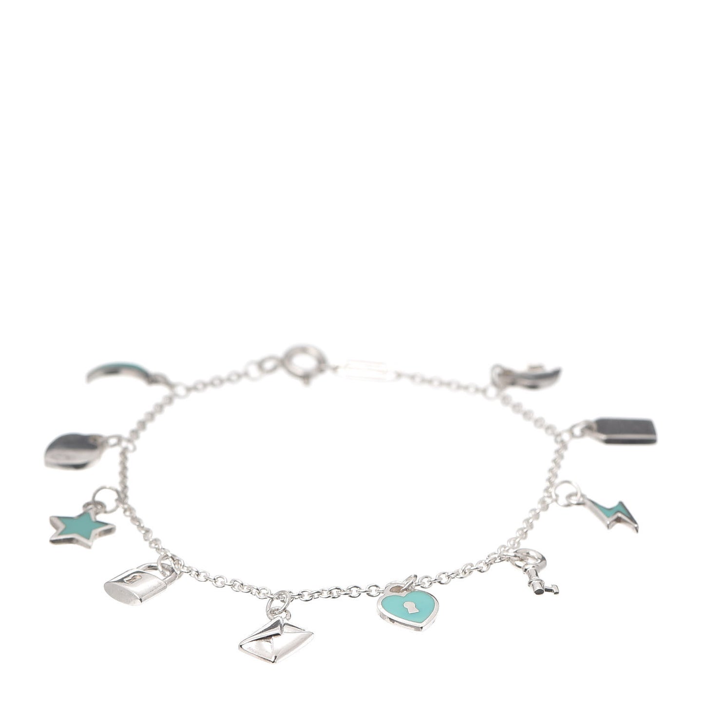 Sterling Silver Enamel Love Notes Charm Bracelet Blue