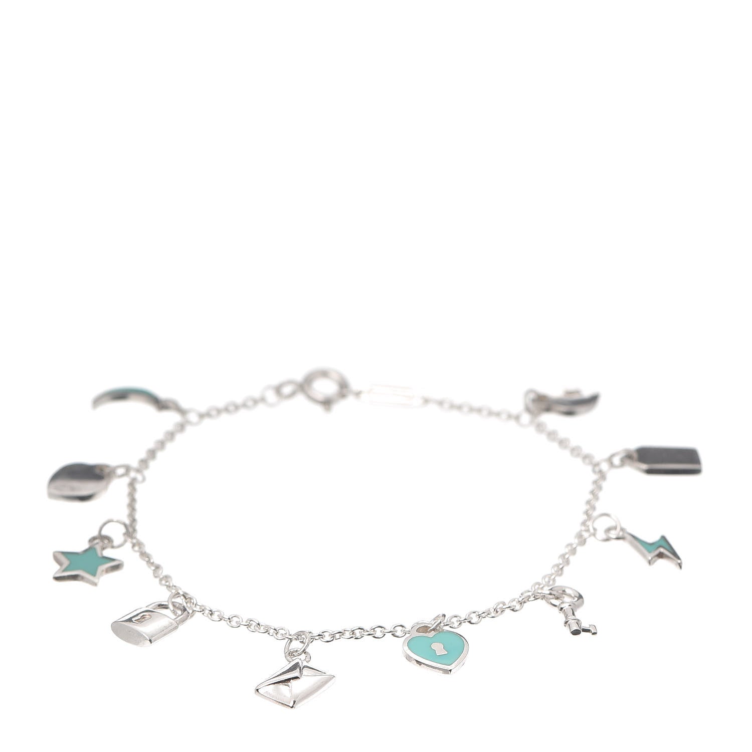 Tiffany Sterling Silver Enamel Love Notes Charm Bracelet Blue 1 of 6