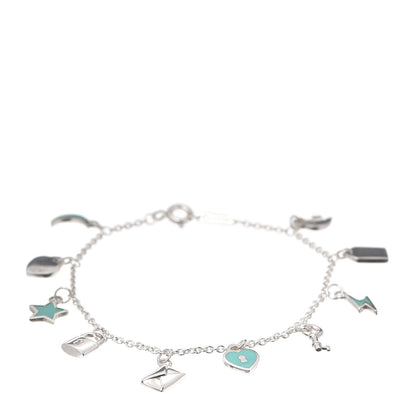 Tiffany Sterling Silver Enamel Love Notes Charm Bracelet Blue 1 of 6
