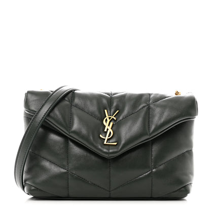 Saint Laurent Lambskin Quilted Toy Loulou Puffer Monogram Chain Satchel Verte Fonce 1 of 11