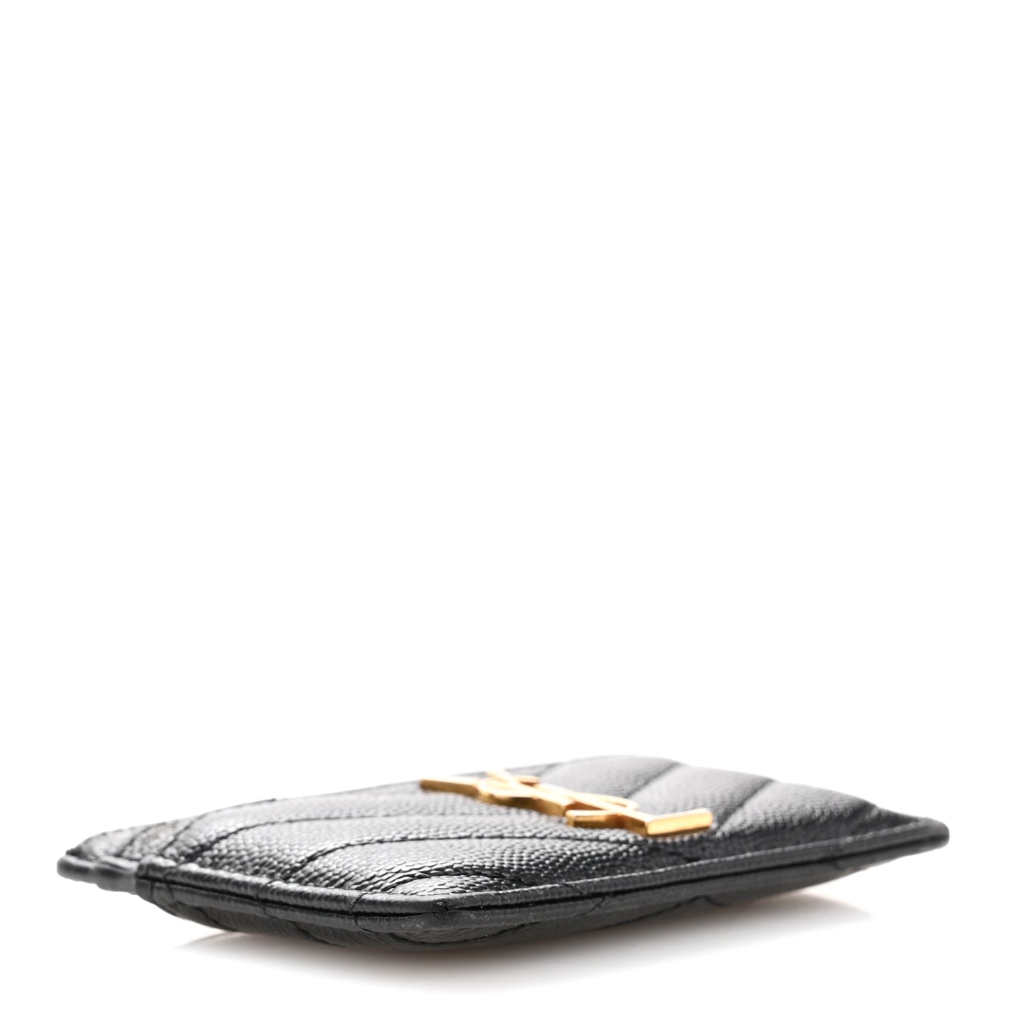 Grain De Poudre Matelasse Chevron Monogram Credit Card Case Black