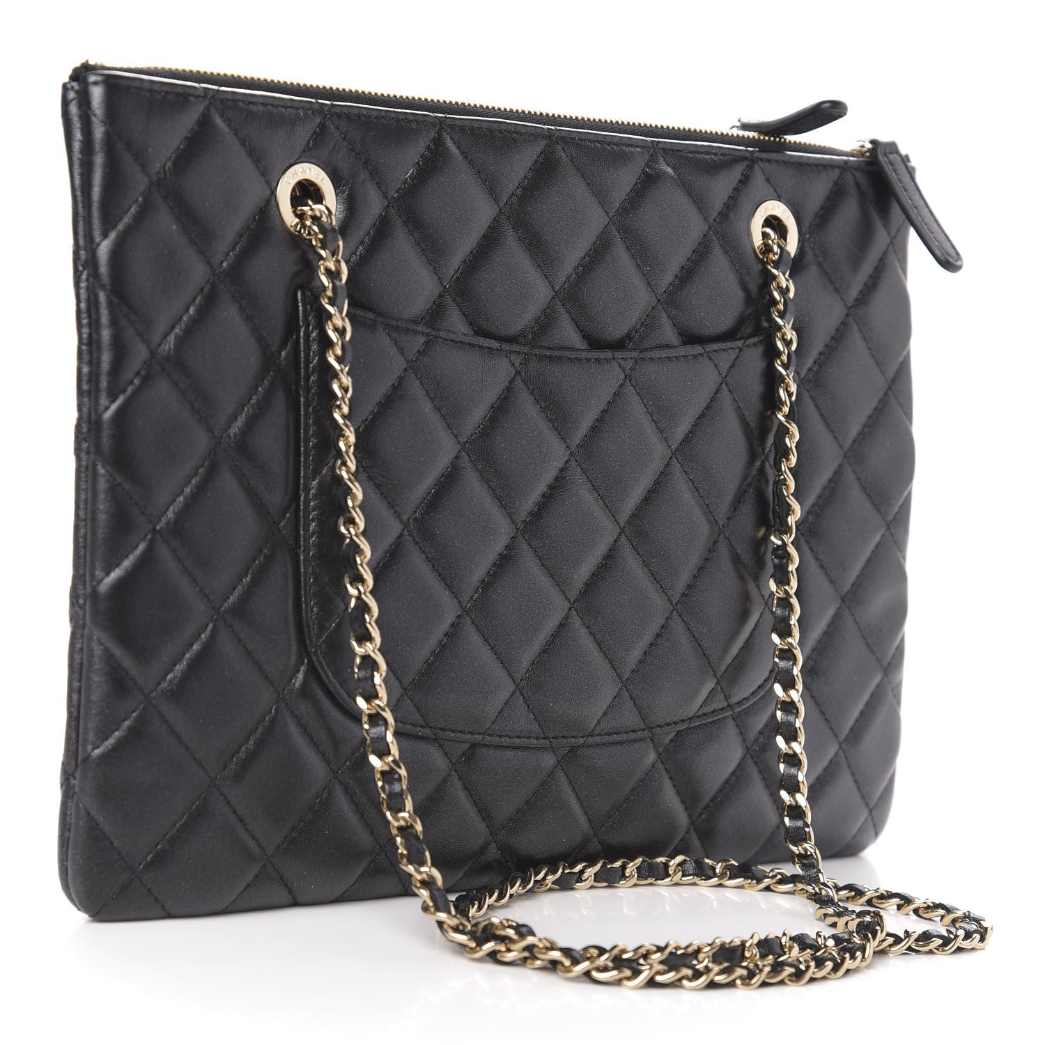 Chanel Shiny Lambskin Quilted Medium Double Case With Strap Black 5 of 23
