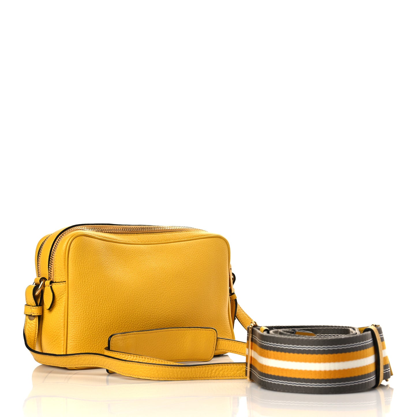 Vitello Daino Medium Double Zip Shoulder Bag Soleil