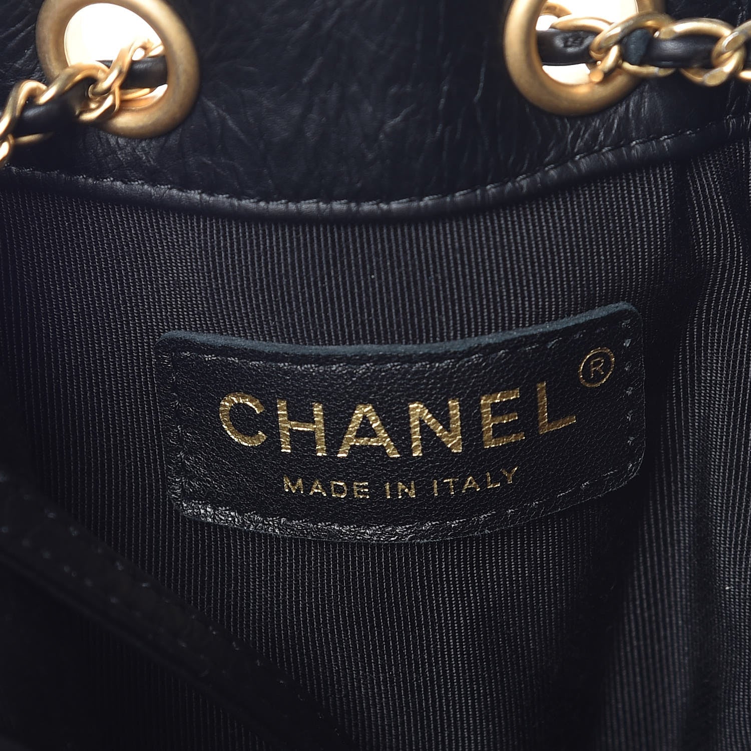 Chanel Iridescent Crumpled Calfskin Coco Pleats Small Drawstring Bag Black 8 of 9