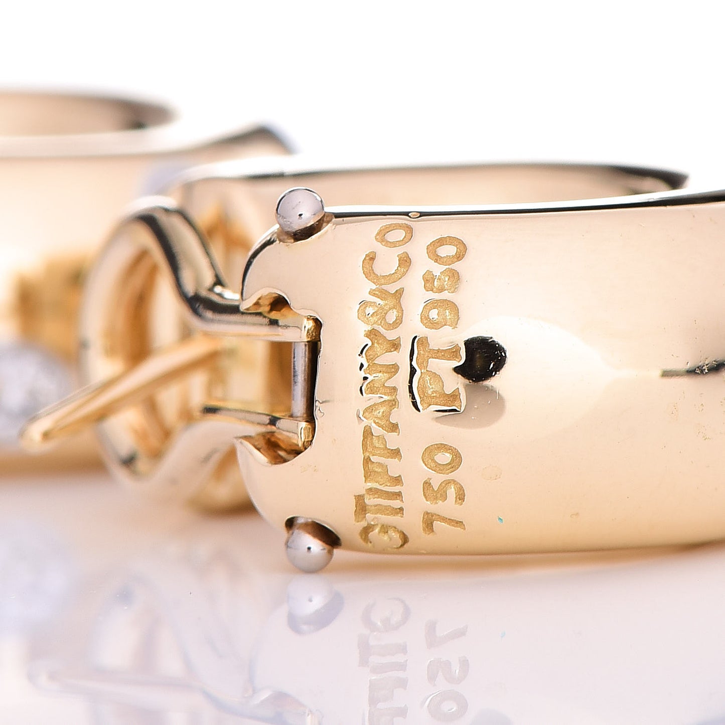 18K Yellow Gold Platinum Diamond Etoile Hoop Earrings