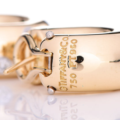 Tiffany 18K Yellow Gold Platinum Diamond Etoile Hoop Earrings 4 of 4