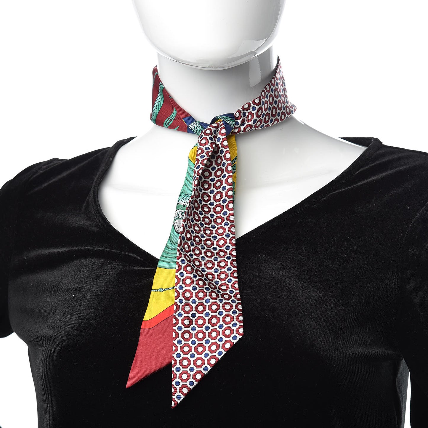 Silk Clic Clac Modern Cannage Twilly Bordeaux Jaune Vert