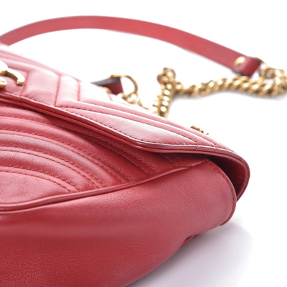 Gucci Calfskin Matelasse Small GG Marmont Shoulder Bag Hibiscus Red 18 of 19