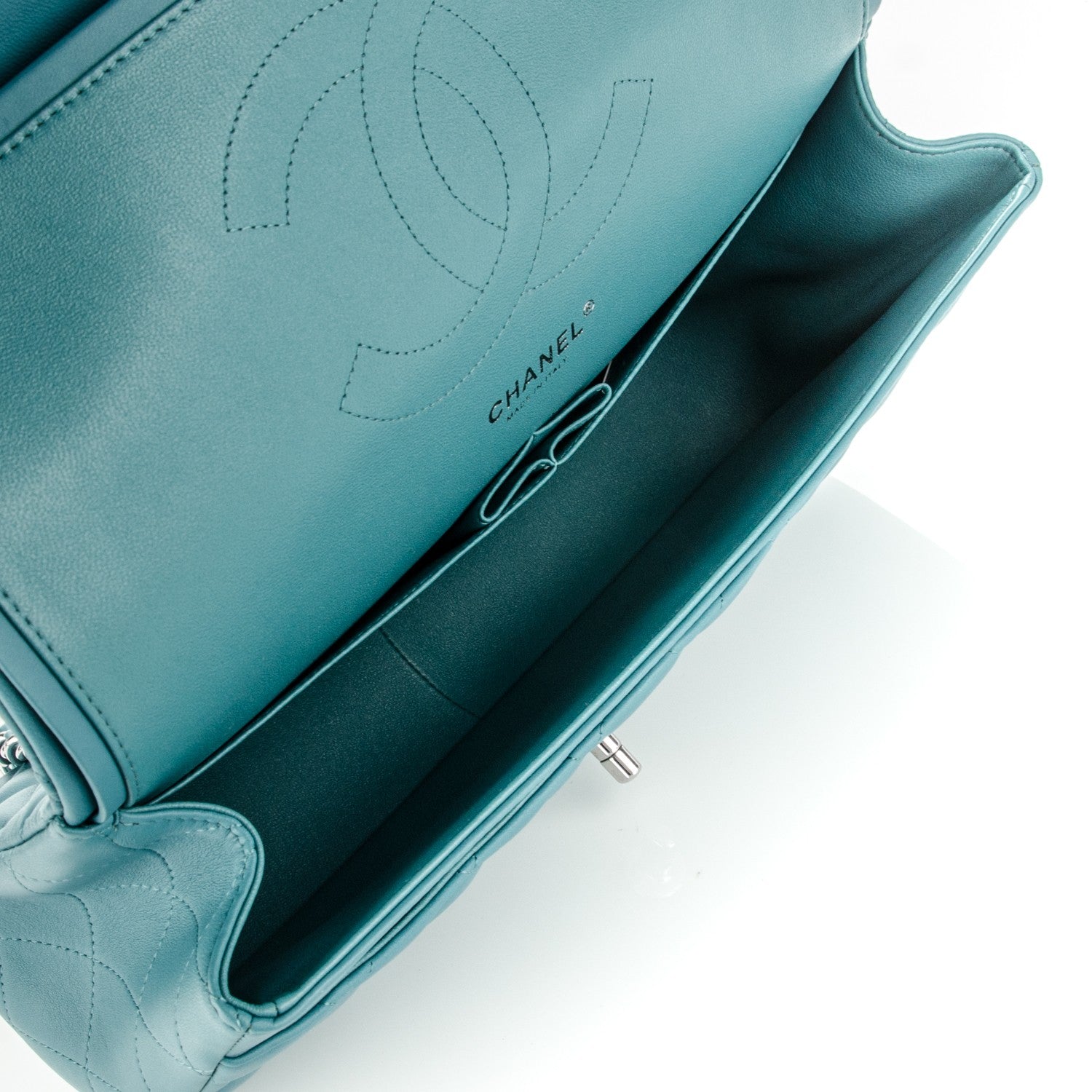 Chanel Lambskin Quilted Jumbo Double Flap Turquoise 6 of 8