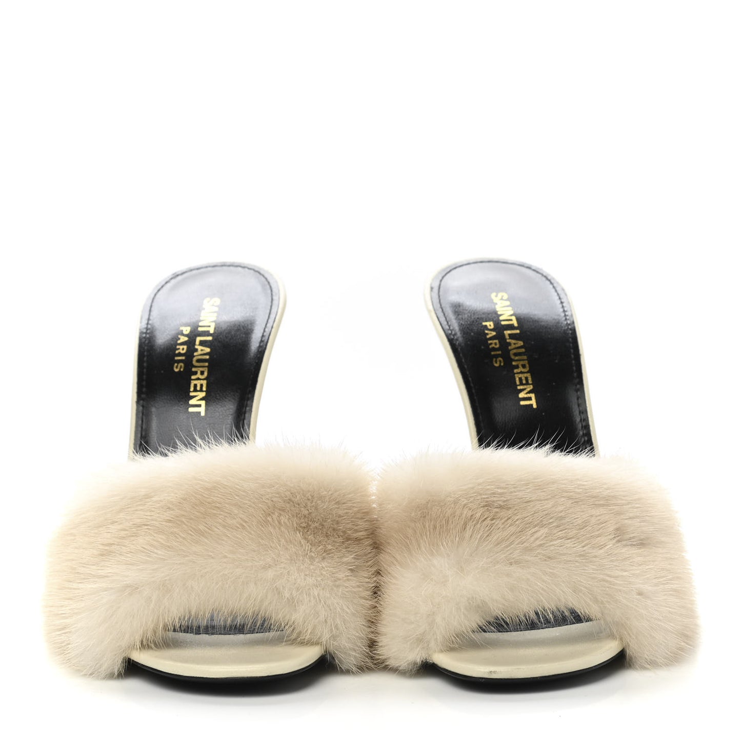 Mink Calfskin Roy Mule Sandals 36 Cream