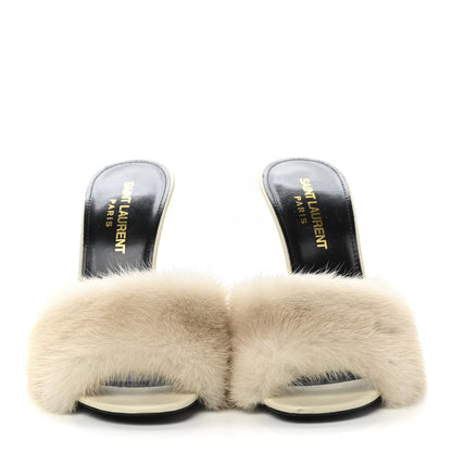 Saint Laurent Mink Calfskin Roy Mule Sandals 36 Cream 2 of 10