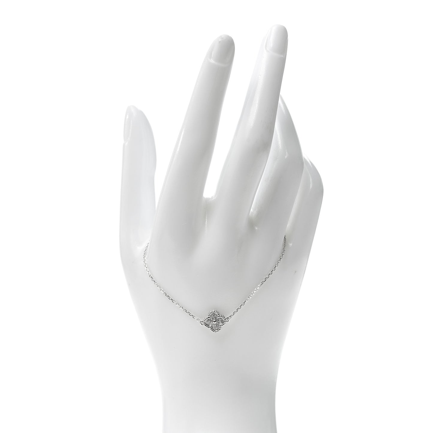 18K White Gold Diamond Sweet Alhambra Bracelet
