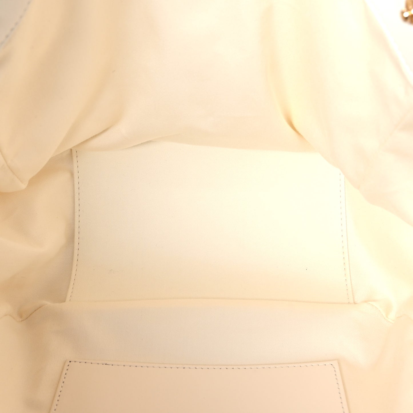 Shiny Calfskin Quilted Small Shopping Tote White