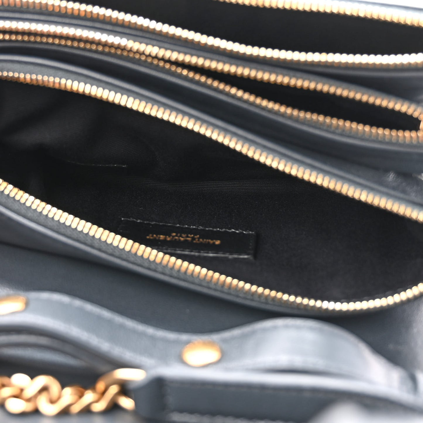 Lambskin Diamond Quilted Monogram Angie Chain Bag Dark Smog