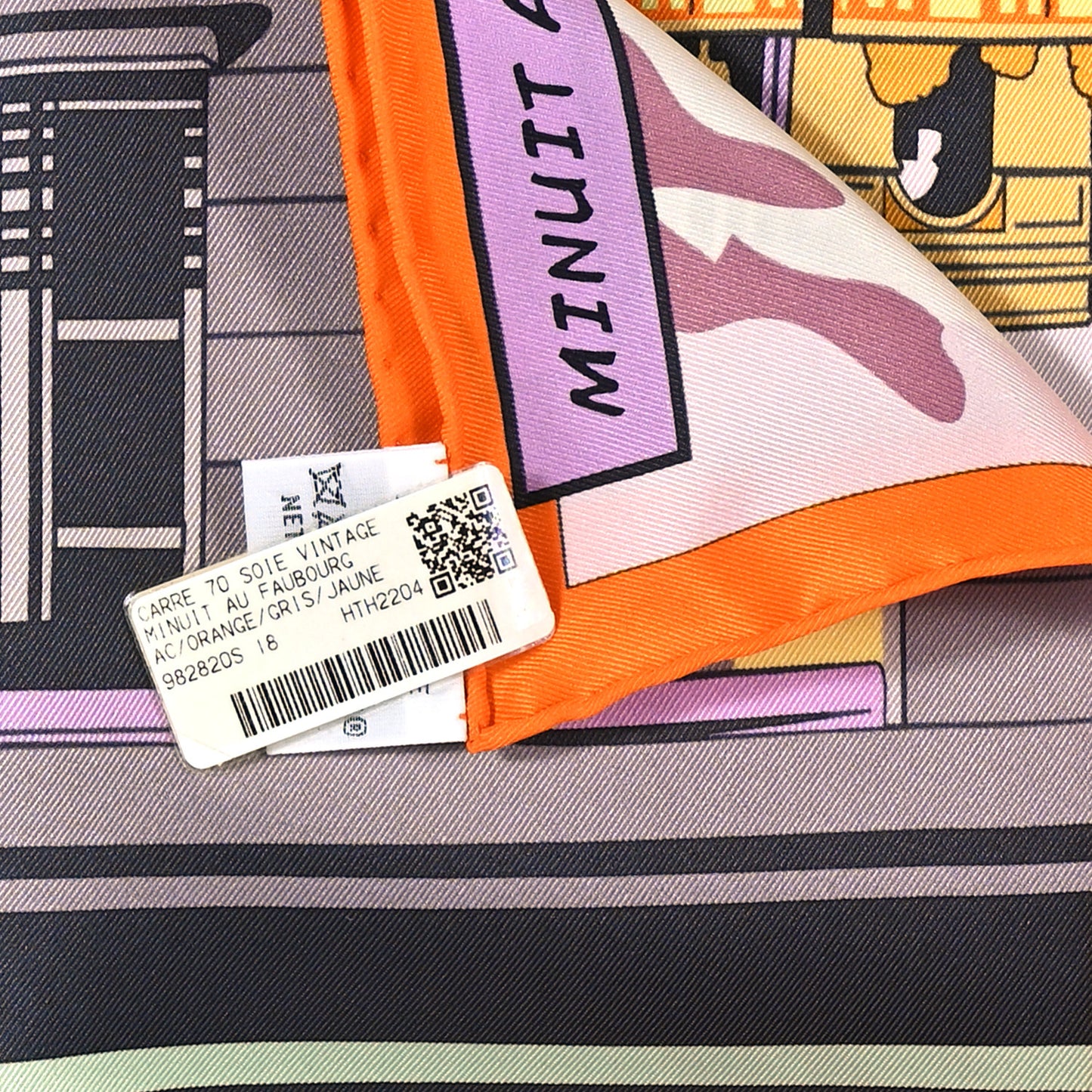 Silk Minuit Au Faubourg Scarf 70 Orange Gris Jaune