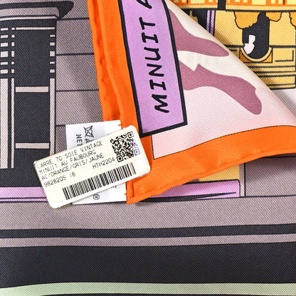 Hermes Silk Minuit Au Faubourg Scarf 70 Orange Gris Jaune 3 of 5