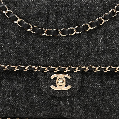 Chanel Wool Tweed Quilted Coco Neige Chain Around Flap Black 8 of 10