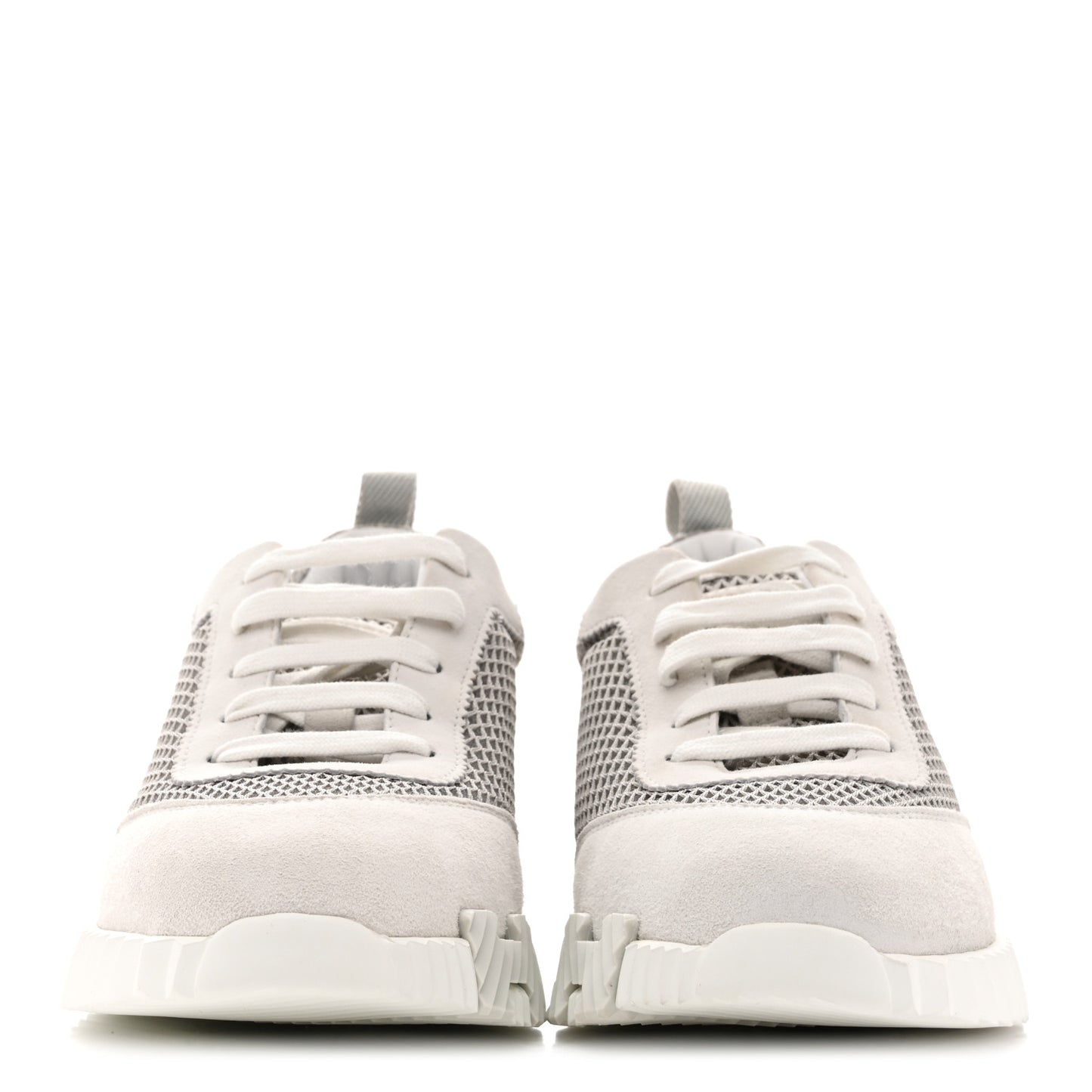 Air Mesh Suede Goatskin Bouncing Sneakers 38.5 Gris Lulea White