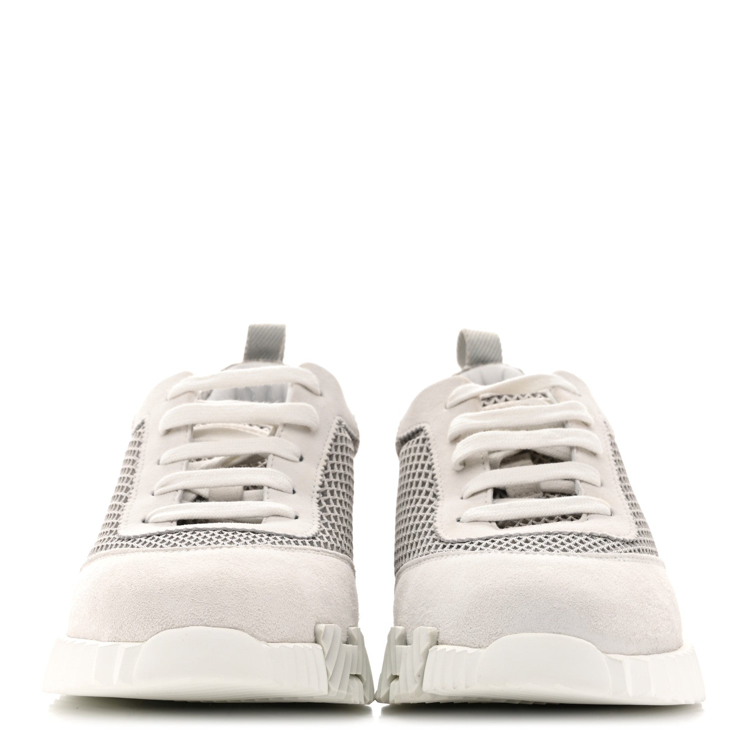 Hermes Air Mesh Suede Goatskin Bouncing Sneakers 38.5 Gris Lulea White 3 of 11