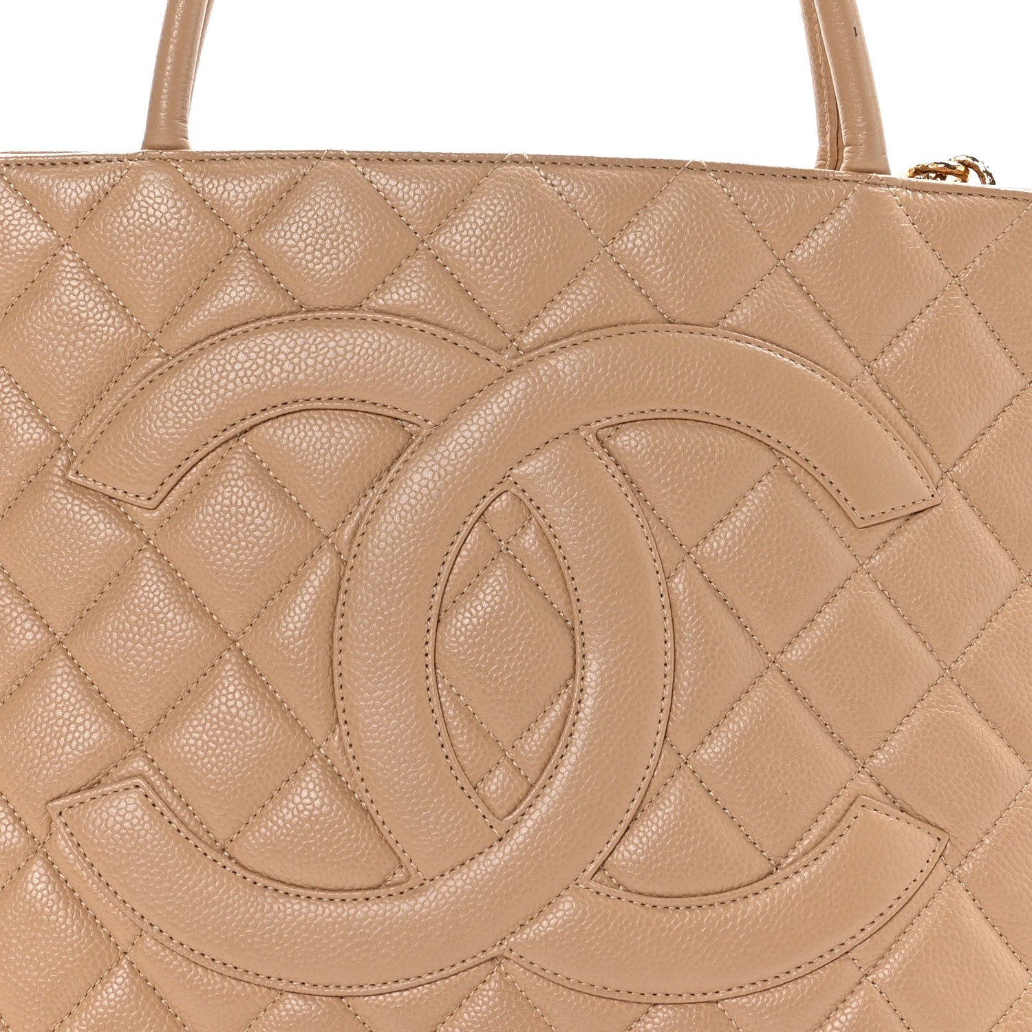 Chanel Caviar Quilted Medallion Tote Beige 8 of 13