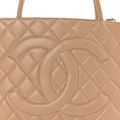 Chanel Caviar Quilted Medallion Tote Beige 8 of 13