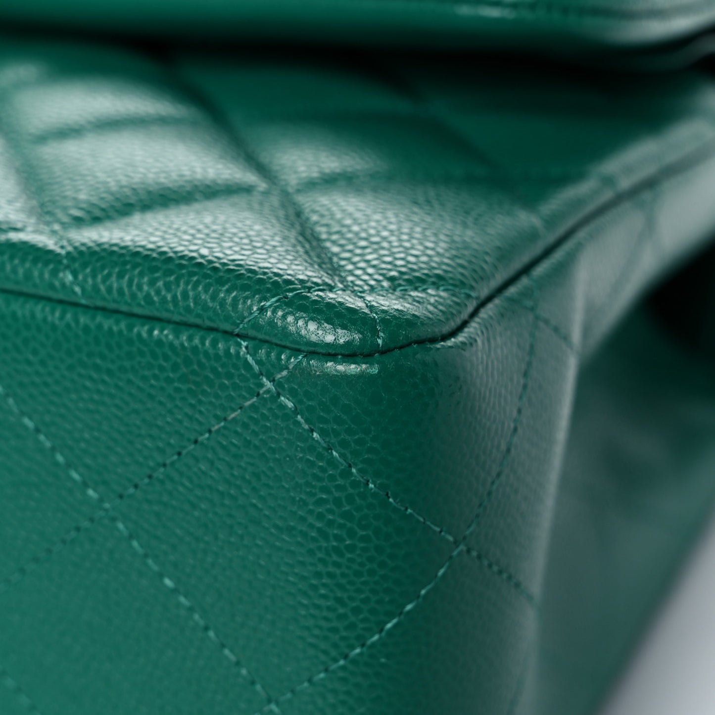 Caviar Quilted Jumbo Double Flap Green