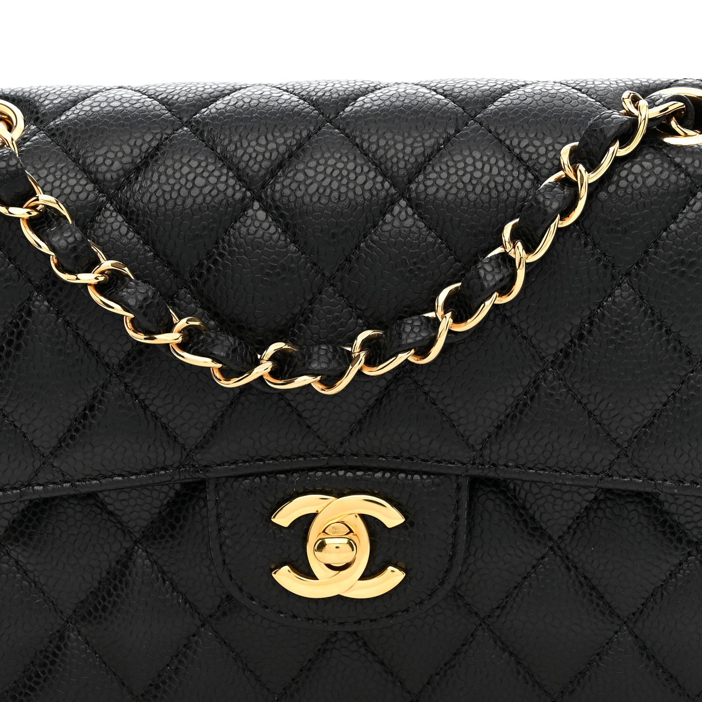 Caviar Quilted Small Double Flap Black