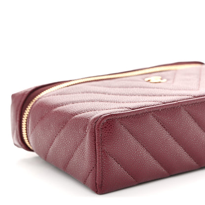 Chanel Caviar Chevron Quilted Top Handle Slim Vanity With Chain Black Burgundy 9 of 11