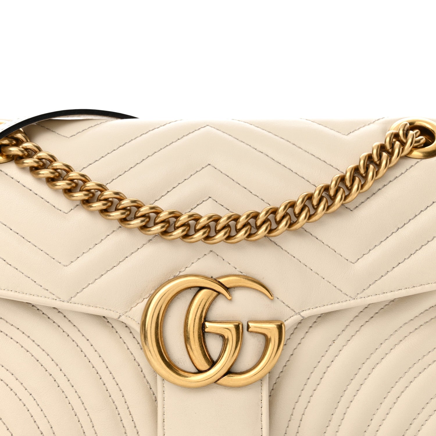 Gucci Calfskin Matelasse Small GG Marmont Shoulder Bag White 8 of 15