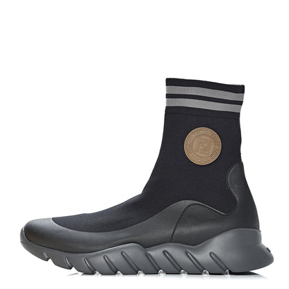 Fendi Jersey Striped Mens High Top Sock Sneakers 9 Black 1 of 9
